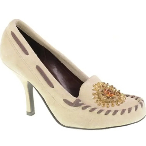 Chinese Laundry Stone Suede Cammie Moccasin Pumps Heels​ - Picture 1 of 5